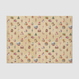 Papier Mousseline Motif de Noël Retro Vintage
