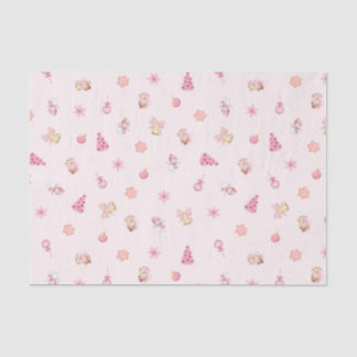 Papier Mousseline Motif de Noël rose cosy
