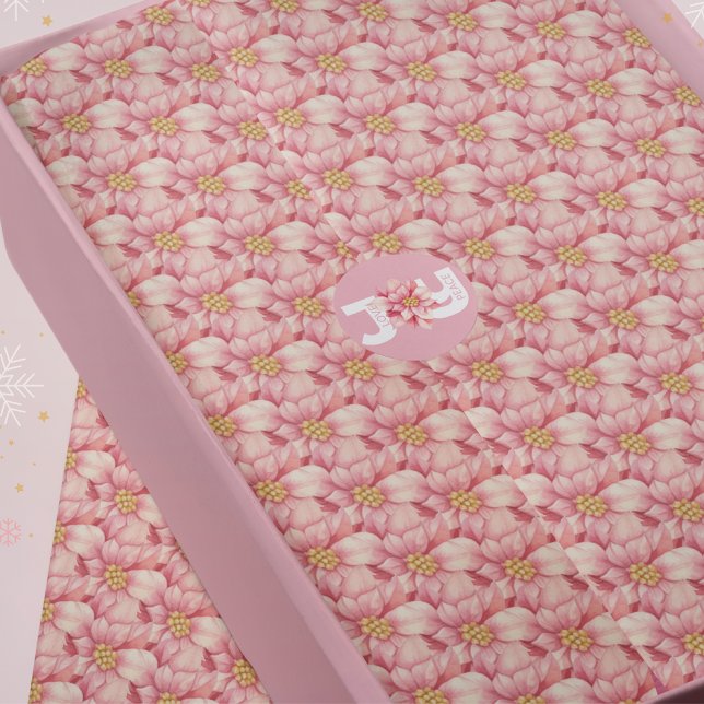 Papier Mousseline Motif de Noël rose Poinsettia (Créateur téléchargé)