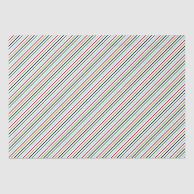 Papier Mousseline Motif de Noël rouge, vert et bleu (Recto)