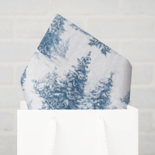 Papier Mousseline Motif de Noël Toile Bleue