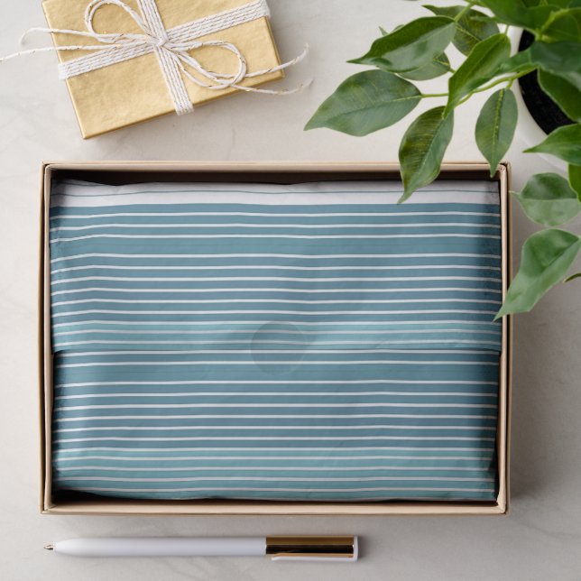 Papier Mousseline Motif de Noël turquoise Pinstripe #28 ID1009 (Cadeau)