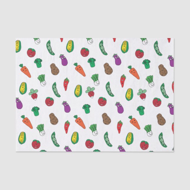 Papier Mousseline Motif de nourriture végétale mignonne (Recto)