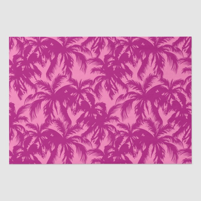 Papier Mousseline Motif de palme rose vif (Recto)