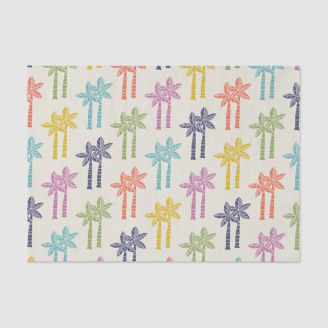 Papier Mousseline Motif de palmiers tropicaux colorés (Recto)