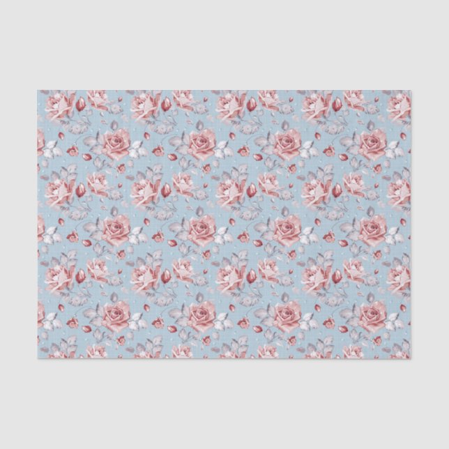 Papier Mousseline Motif de papier peint d'élégance des roses roses 2 (Recto)