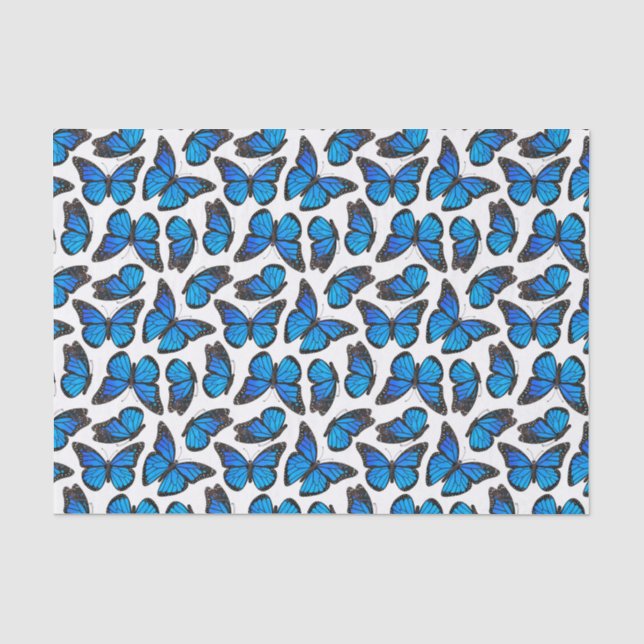 Papier Mousseline Motif de papillon bleu de monarque (Recto)