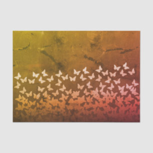 Papier Mousseline Motif de papillons jaune, brun, orange de couleur