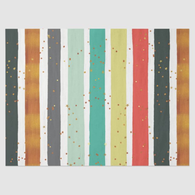 Papier Mousseline Motif de Parties scintillant à main et or (Recto)