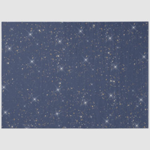 Papier Mousseline Motif de parties scintillant en or brillant bleu m