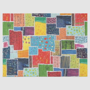 Papier Mousseline Motif de patchwork abstrait coloré