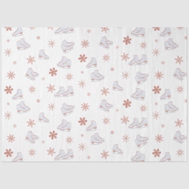 Papier Mousseline Motif de patinage rose Gold Glace Skates Blush Pin (Recto)