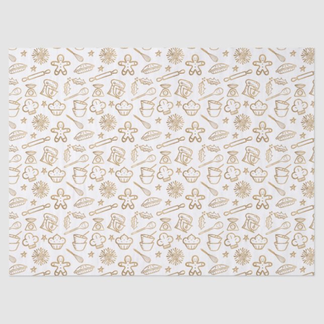 Papier Mousseline Motif de pâtisserie Festive Shimmerve Gold Christm (Recto)