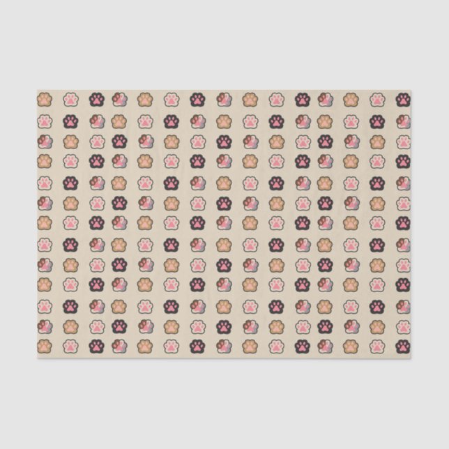 Papier Mousseline Motif de pattes de chat (Recto)