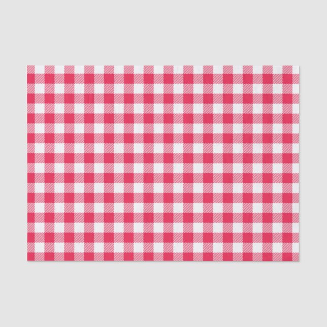 Papier Mousseline Motif de pays En vichy rouge classique (Recto)