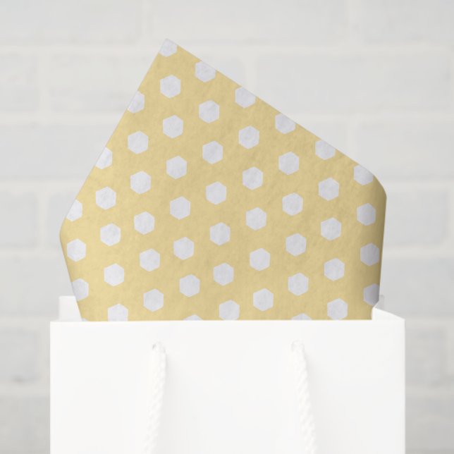 Papier Mousseline Motif de peigne jaune et blanc (Sac cadeau)