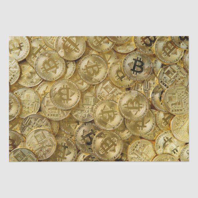 Papier Mousseline Motif de pièce Bitcoin BTC Cryptodevise Gold (Recto)