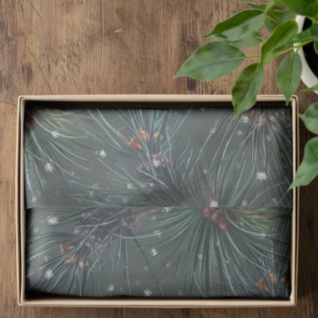 Papier Mousseline Motif de pin d'hiver rustique moderne (Créateur téléchargé)