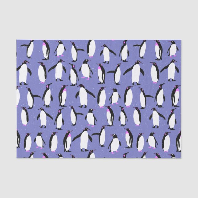 Papier Mousseline Motif de pingouin d'hiver mignon (Recto)