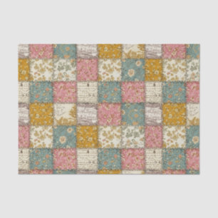 Papier Mousseline Motif de pique-nique en patchwork floral pastel (1