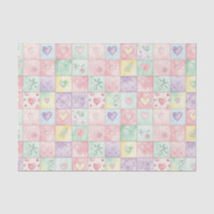 Papier Mousseline Motif de pique-nique en patchwork floral pastel (3