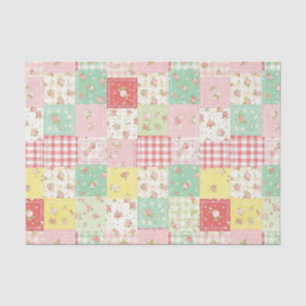 Papier Mousseline Motif de pique-nique en patchwork floral pastel (5