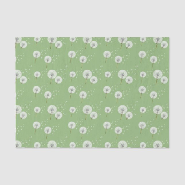 Papier Mousseline Motif de pissenlit sur l'arrière - plan vert (Recto)