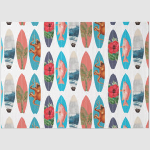 Papier Mousseline Motif de planches de surf colorées rétro