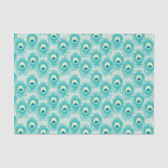 Papier Mousseline Motif de plumes de paon (Recto)