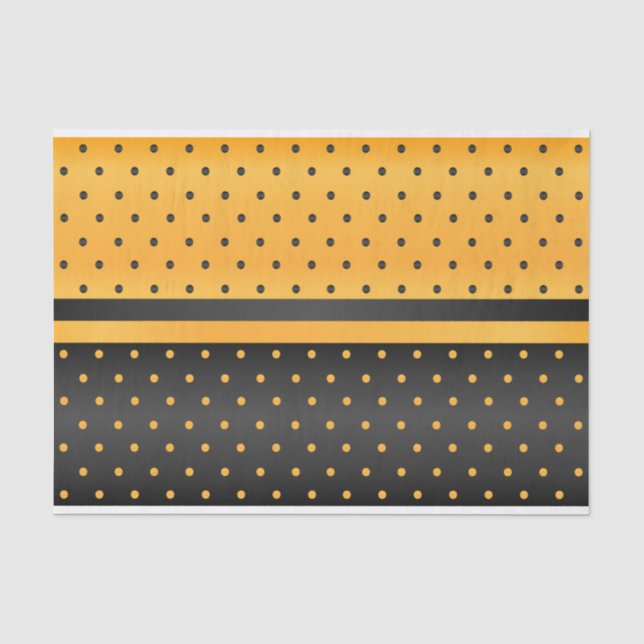 Papier Mousseline Motif de point jaune noir et d'or de polka (Recto)