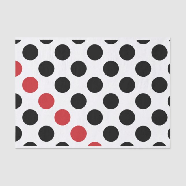 Papier Mousseline Motif de points noirs et rouges + votre arrière -  (Recto)