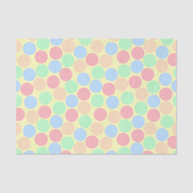 Papier Mousseline Motif de points pastel multicolores (Recto)