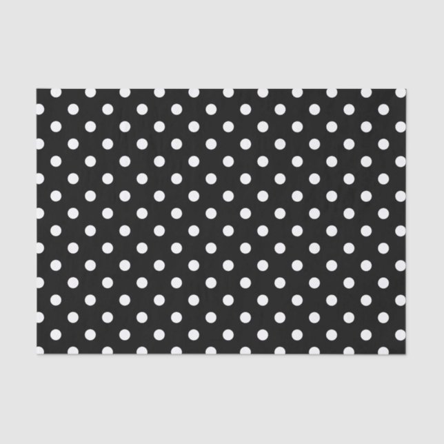 Papier Mousseline Motif de points Polka noir et blanc (Recto)