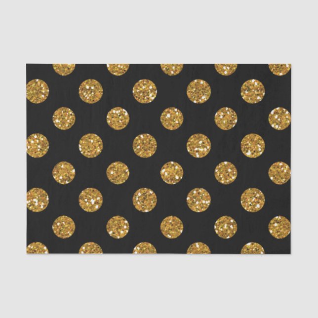 Papier Mousseline Motif de pois de parties scintillantes d'or de (Recto)