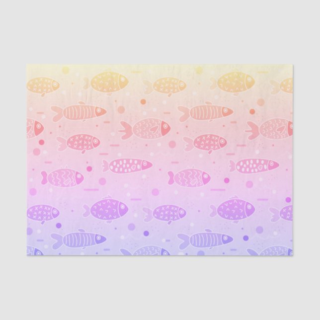 Papier Mousseline Motif de poisson couché de soleil rayonnant modern (Recto)