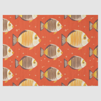 Papier Mousseline Motif de poissons tropicaux mignons 