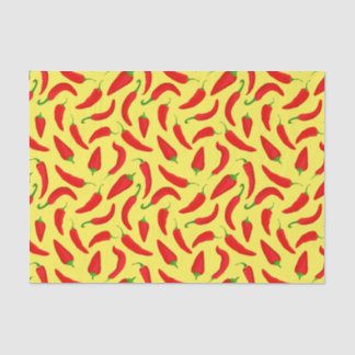 Papier Mousseline Motif de poivre rouge Chili sur jaune