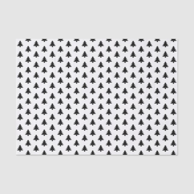 Papier Mousseline Motif de police d'image d'arbre Noël noir/blanc (Recto)