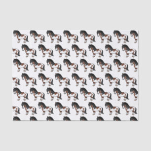 Papier Mousseline Motif de poney Shetland Pinto Brun Poney de dessin