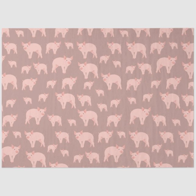 Papier Mousseline Motif de porc rose (Recto)