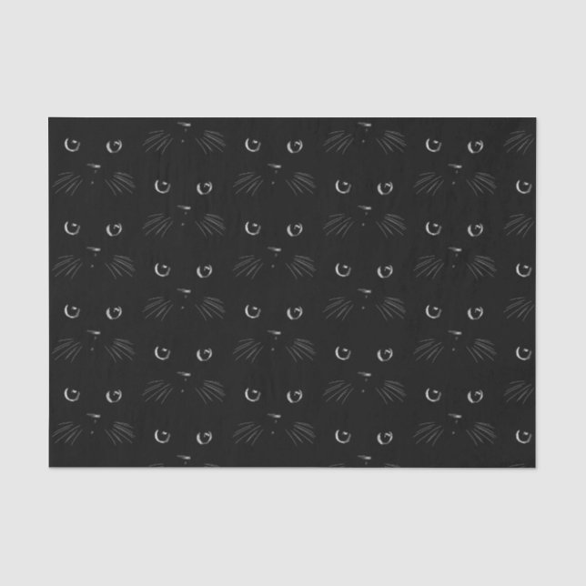 Papier Mousseline Motif de portrait de chat noir (Recto)