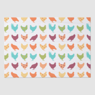Papier Mousseline Motif de poulet multicolore funky
