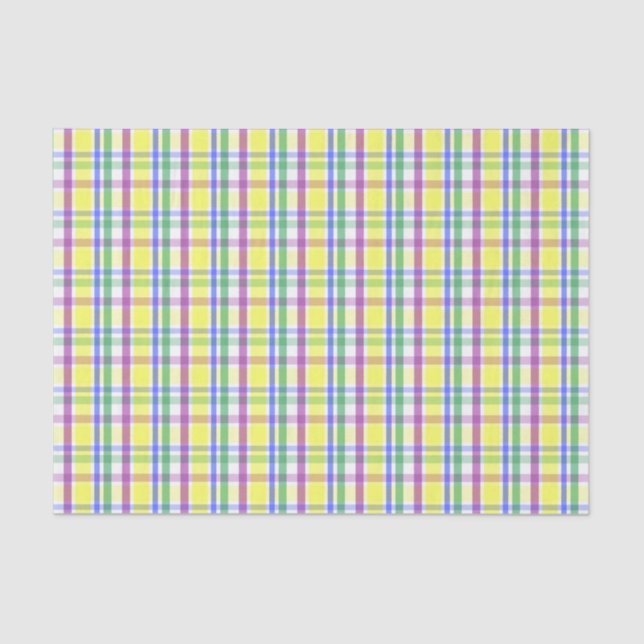 Papier Mousseline Motif de printemps Pâques Pastel Plaid (Recto)