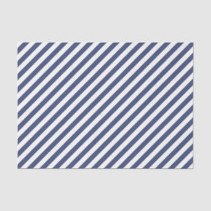 Papier Mousseline Motif de rayures diagonales bleu marine et blanc