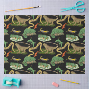 Papier Mousseline Motif de reptiles, lézards et amphibiens