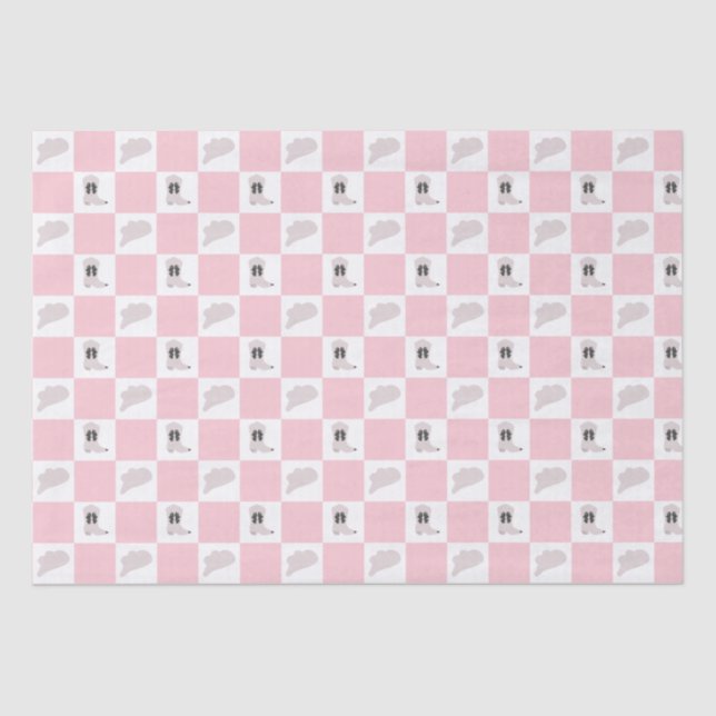 Papier Mousseline Motif de rodéo rose moderne À damiers fille (Recto)