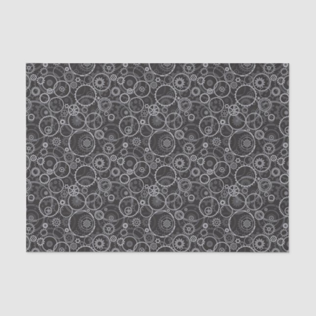 Papier Mousseline Motif de roues dentées (Recto)