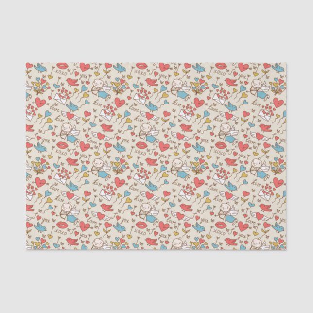 Papier Mousseline Motif de Saint-Valentin avec le cupidon (Recto)