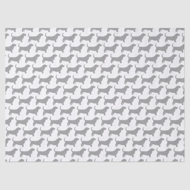 Papier Mousseline Motif de silhouettes de Basset Hound (Recto)