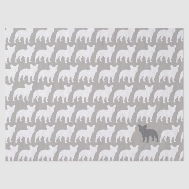 Papier Mousseline Motif de silhouettes de bouledogue français (Recto)